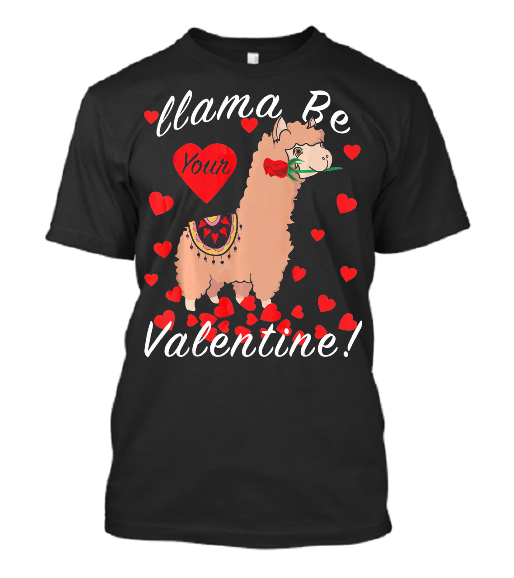 Llama Be Your Valentine Cute Llama Hearts T-Shirt