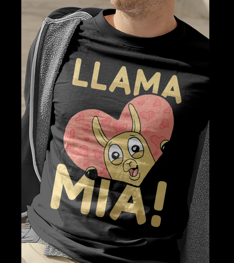 Llama Mia Love Heart Valentine's Day T-Shirt