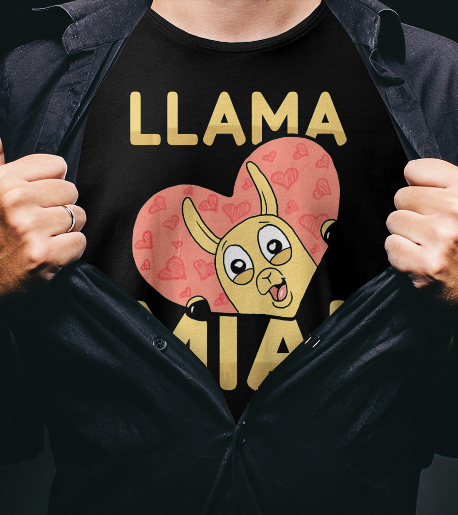 Llama Mia Love Heart Valentine's Day T-Shirt