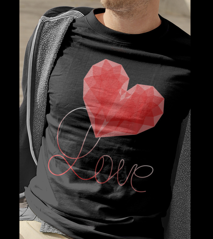 Love Heart Valentin Geometric T-Shirt