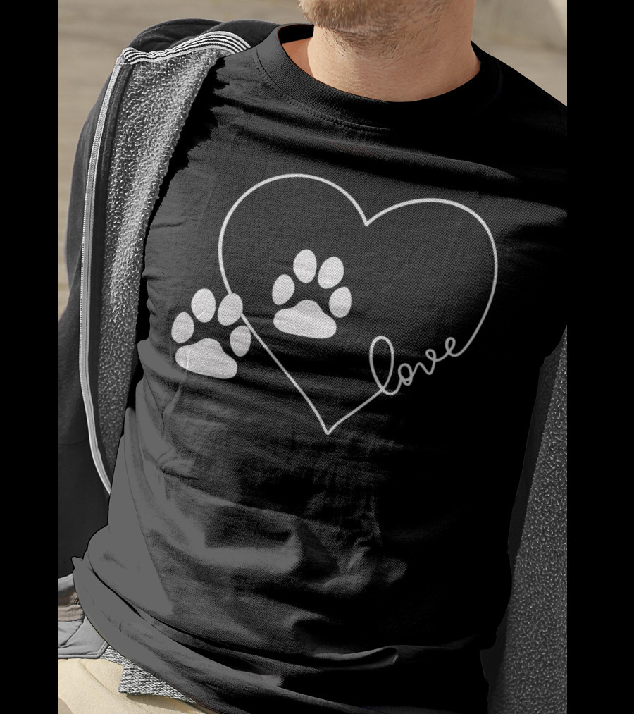 Love Paw Prints Heart T-Shirt