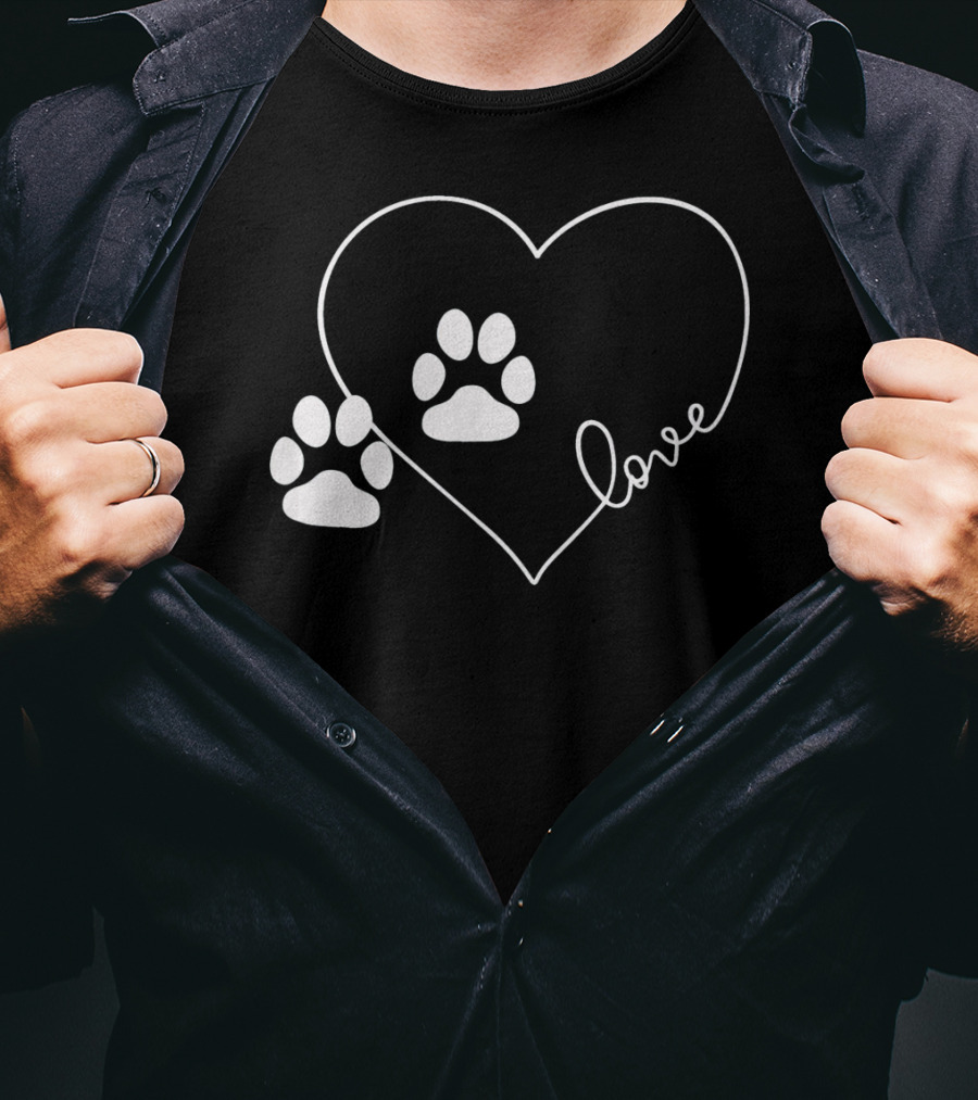Love Paw Prints Heart T-Shirt