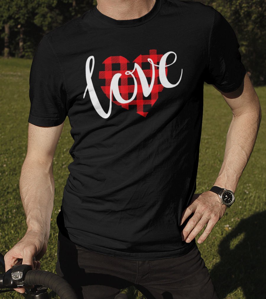 Buffalo Plaid Heart Love Valentine Day T-Shirt