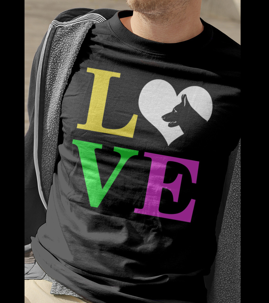 Love German Shepherd Mom Valentines Long Heart T-Shirt