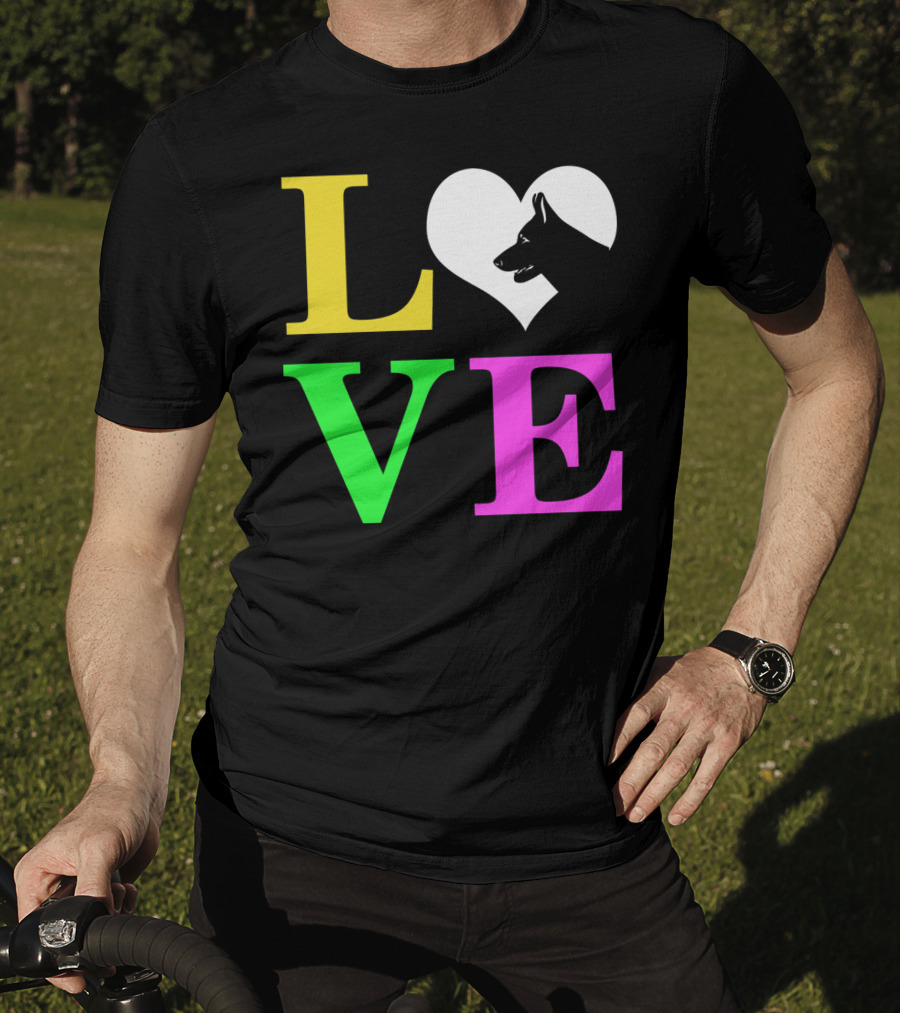 Love German Shepherd Mom Valentines Long Heart T-Shirt