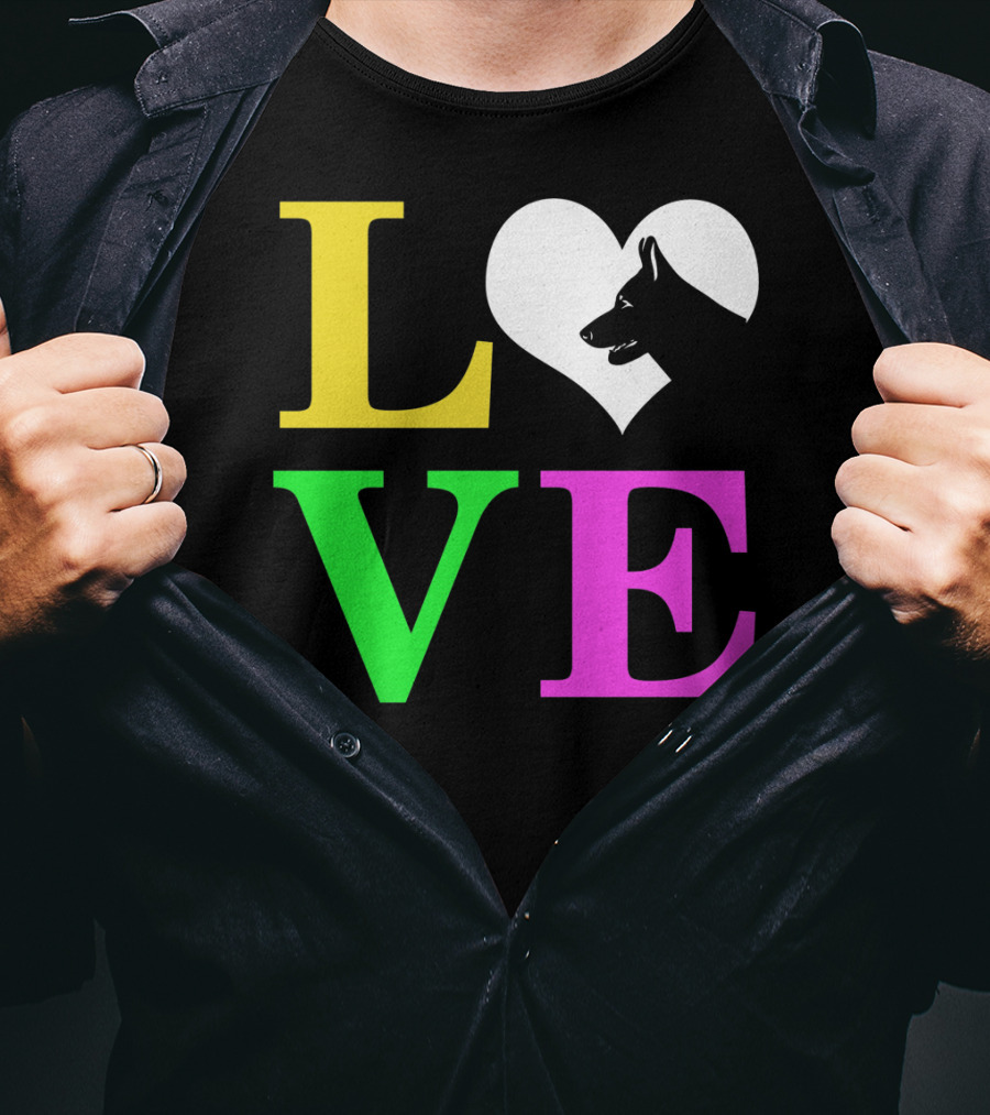 Love German Shepherd Mom Valentines Long Heart T-Shirt