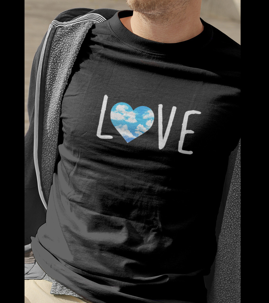 Love For Women Cute Valentines Blue Sky Heart T-Shirt