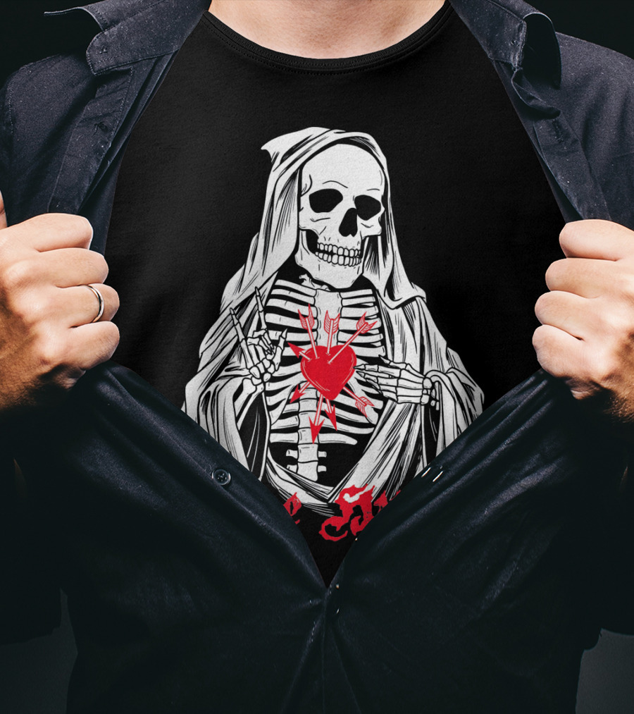 Love Hurts Grim Reaper Skull Heart Arrows Death T-Shirt