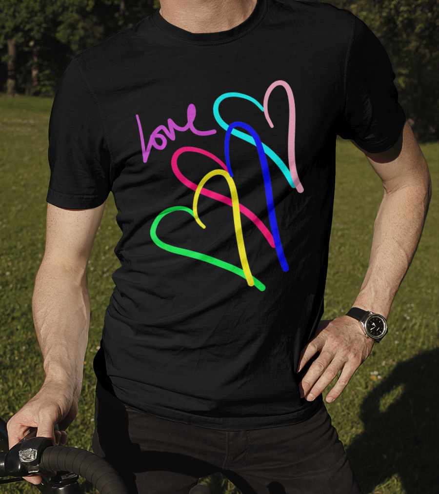 Love Neon Rainbow Hearts Connection Vale T-Shirt