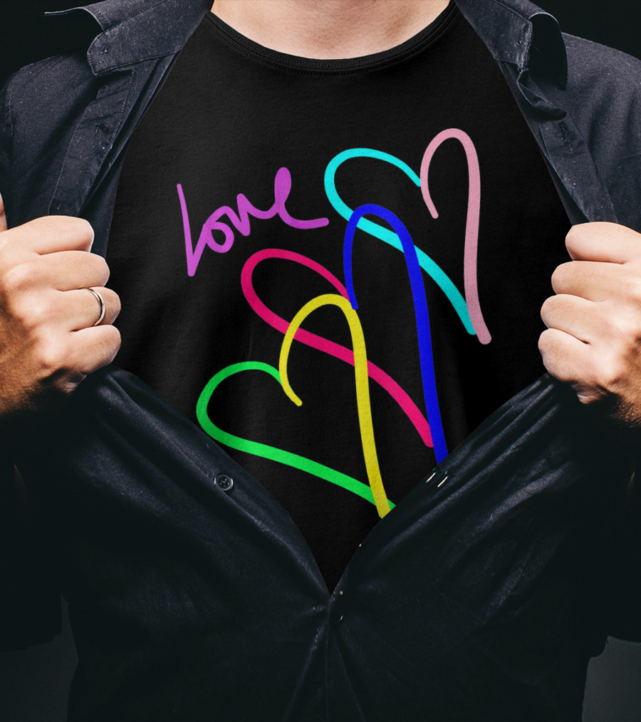 Love Neon Rainbow Hearts Connection Vale T-Shirt