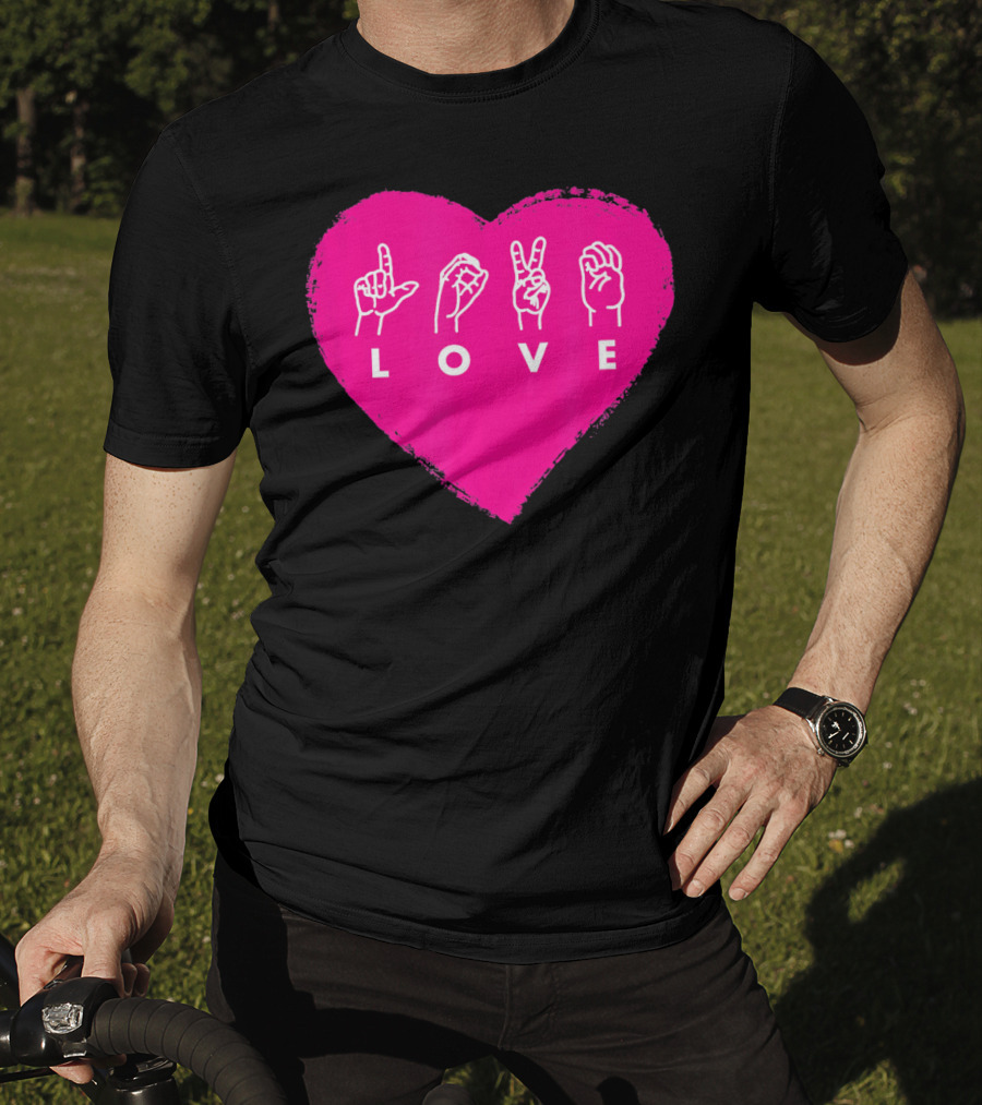 Love Sign Language Pink Valentine's Day Heart T-Shirt