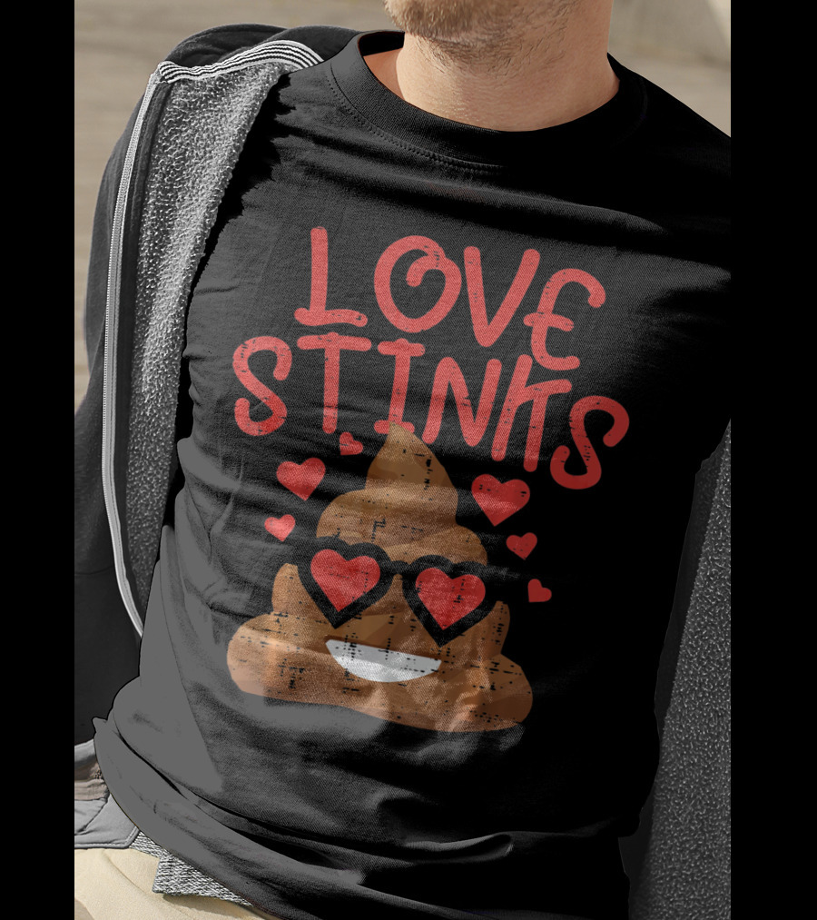 Love Stinks Valentines Day Poop Emoji Hearts T-Shirt