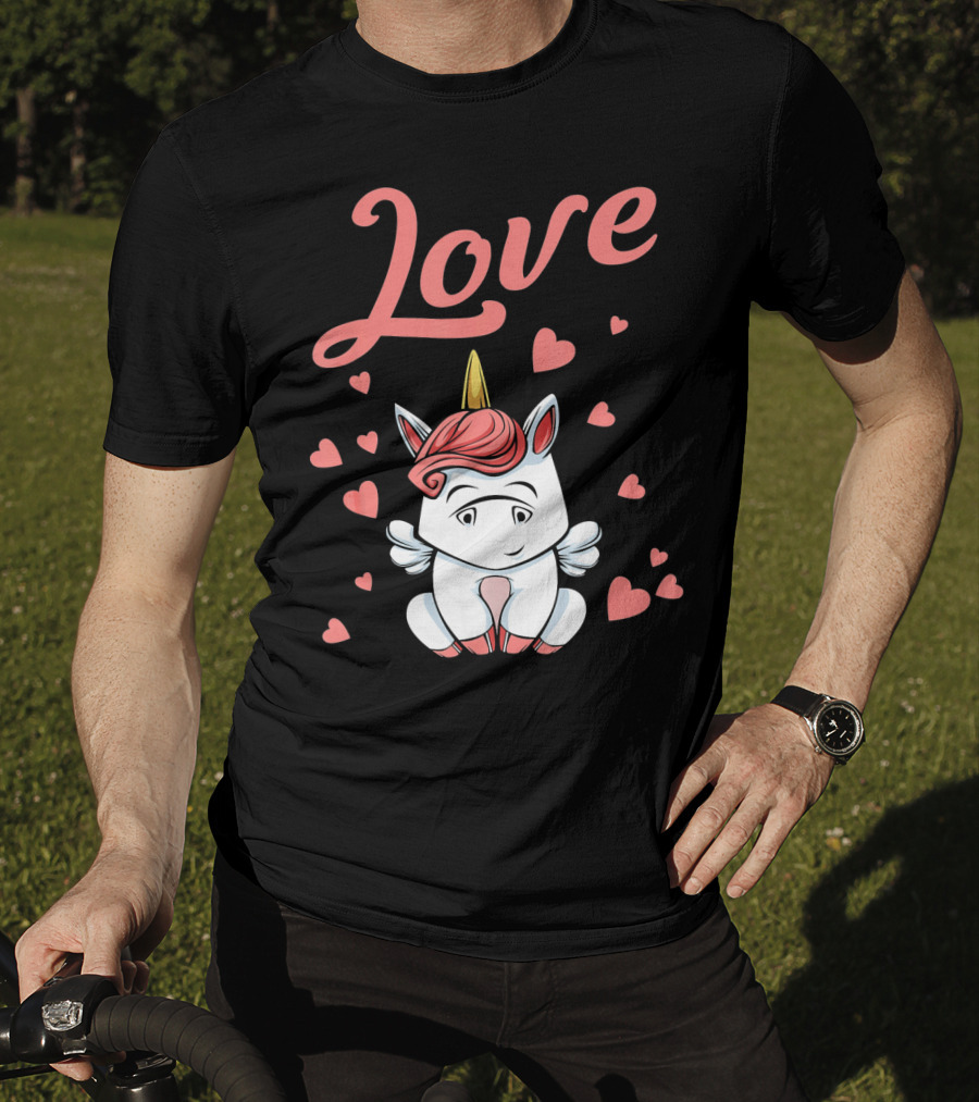Love Unicorn Funny Valentines Day Hearts T-Shirt