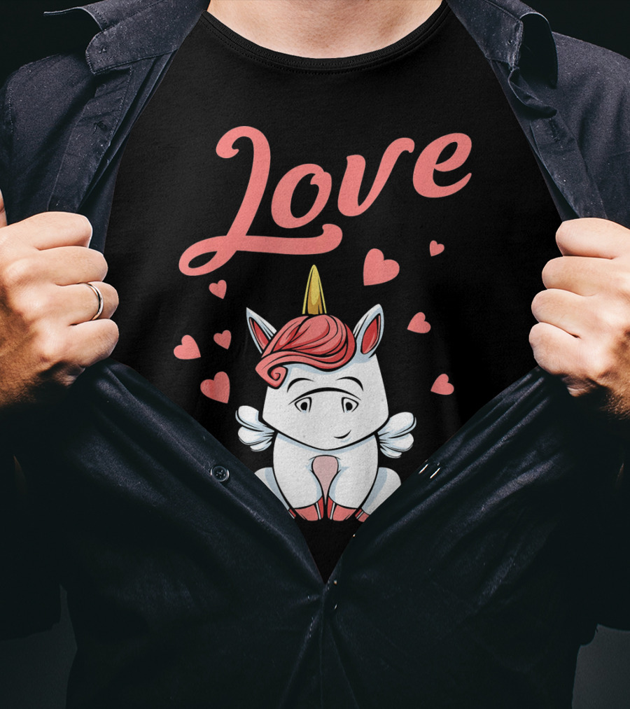 Love Unicorn Funny Valentines Day Hearts T-Shirt