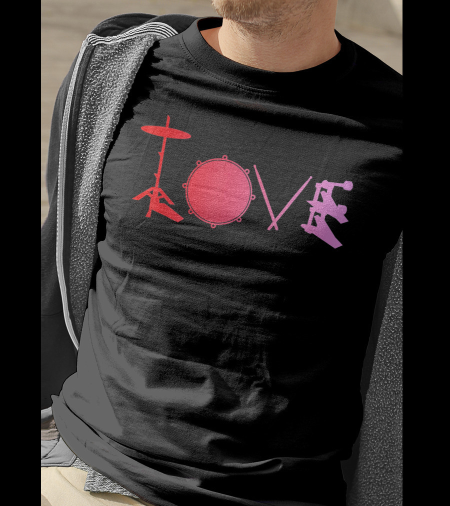 Love Valentines Day Drums Drum Set T-Shirt