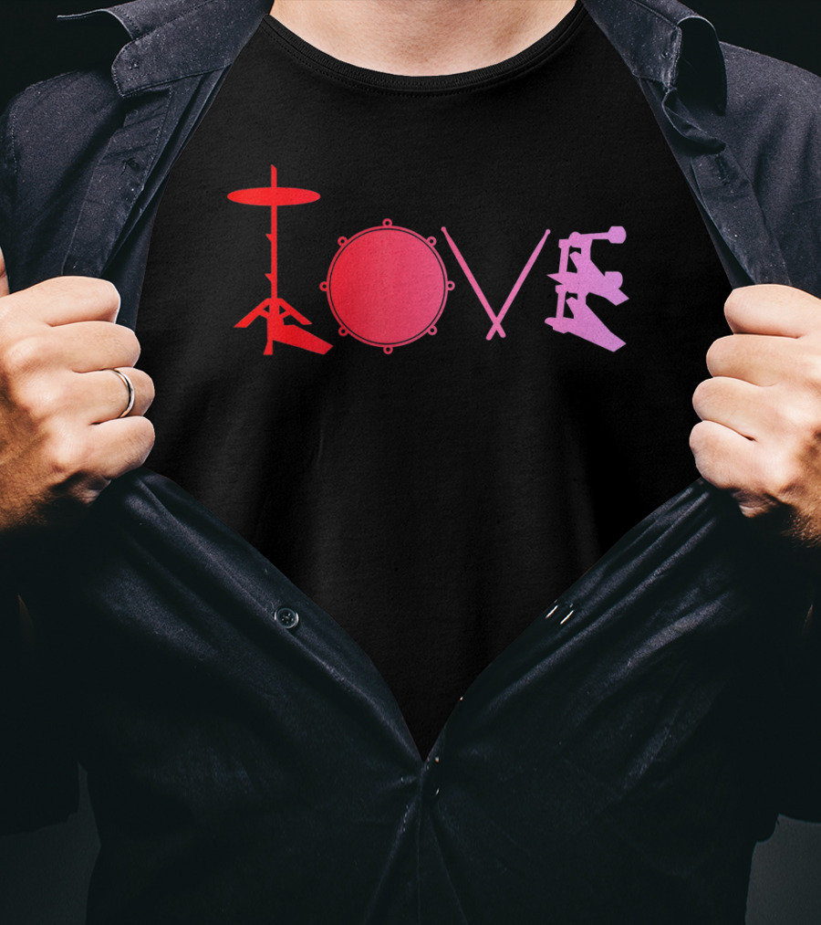Love Valentines Day Drums Drum Set T-Shirt