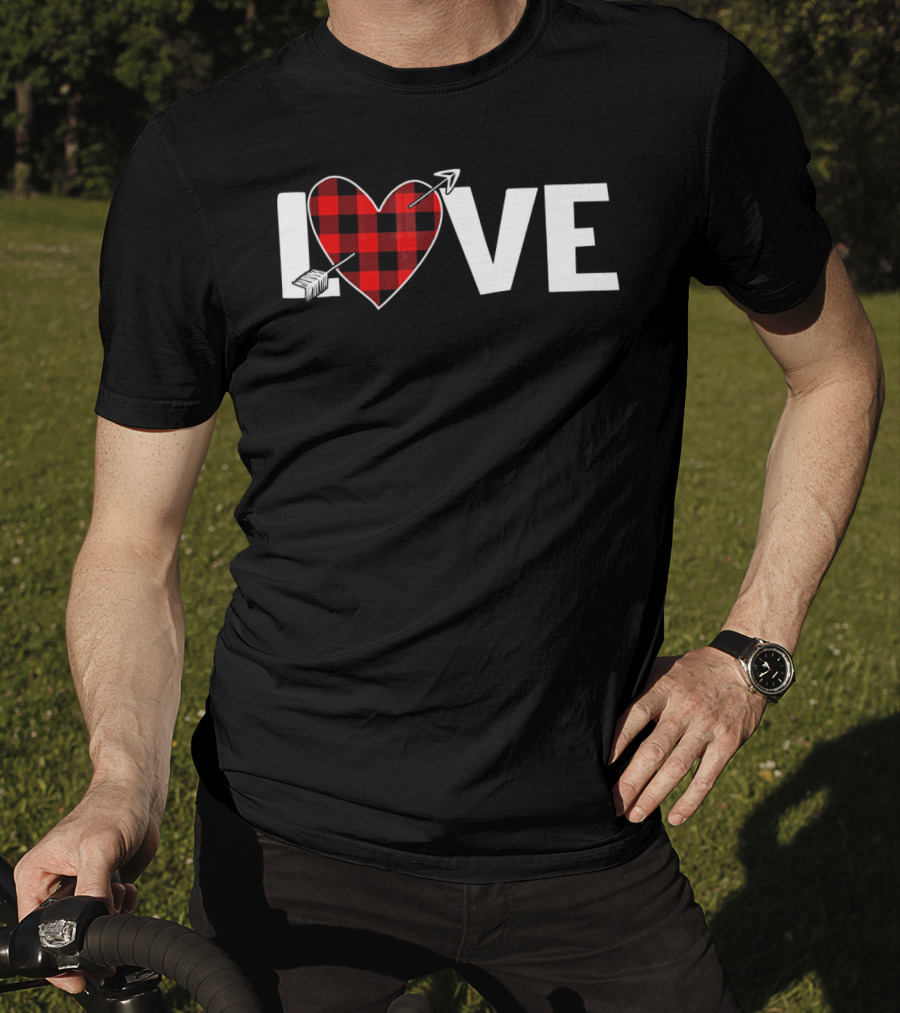 Love Heart Plaid Valentine With Arrow T-Shirt