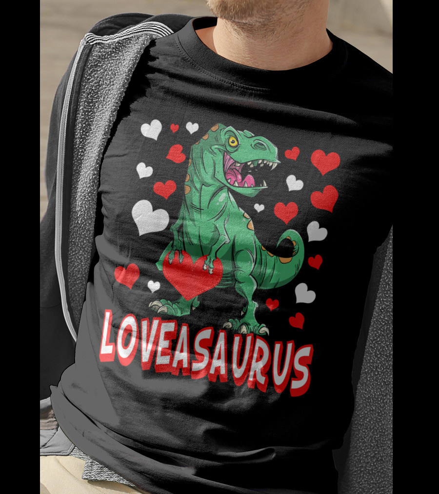 Loveasaurus Dinosaur With Hearts Valentines Day T-Shirt