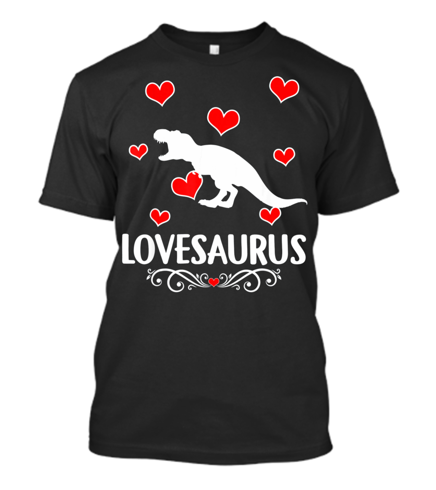 Lovesaurus Valentine's Day Dinosaur With Hearts And T-Rex T-Shirt