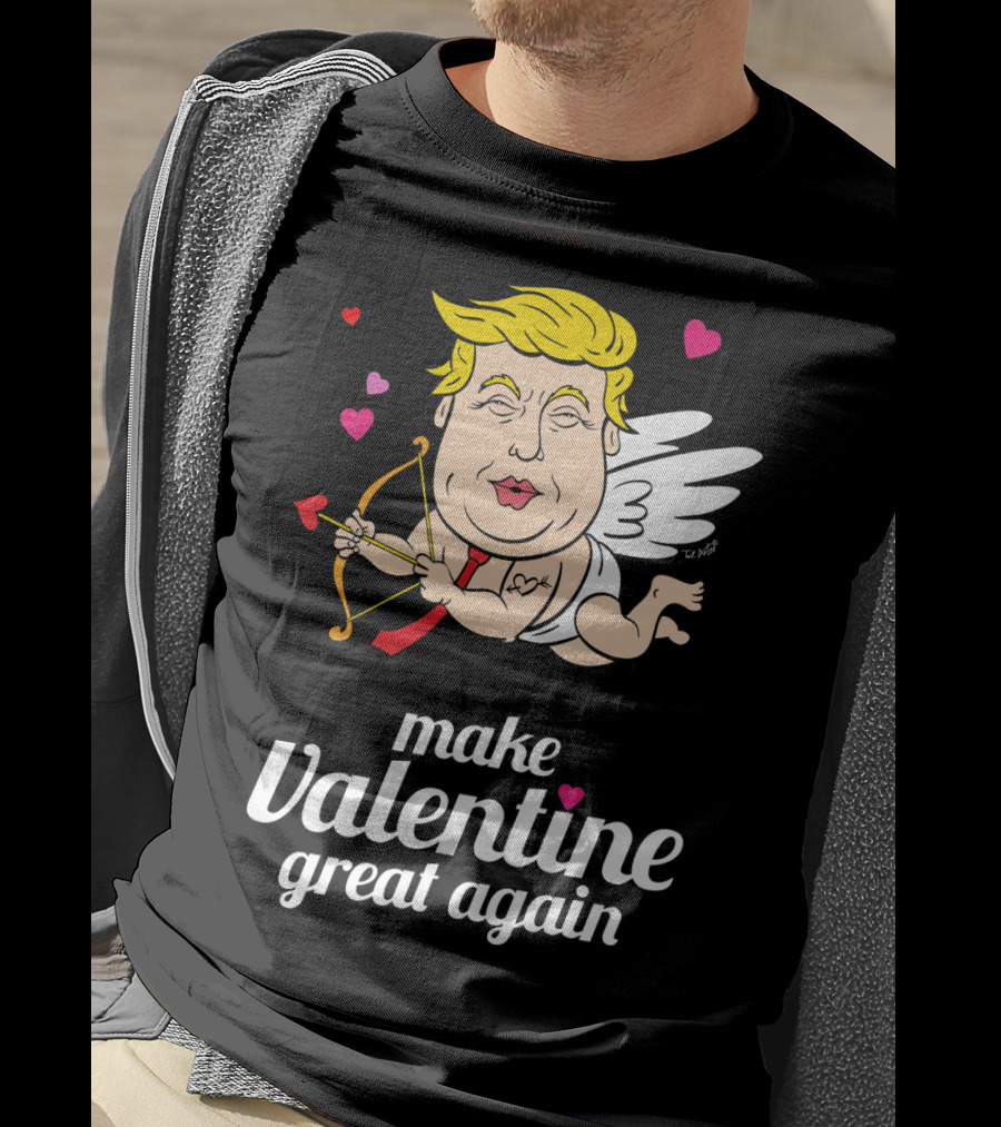 Make Valentine Great Again Cupid With Bow And Hearts T-Shirt