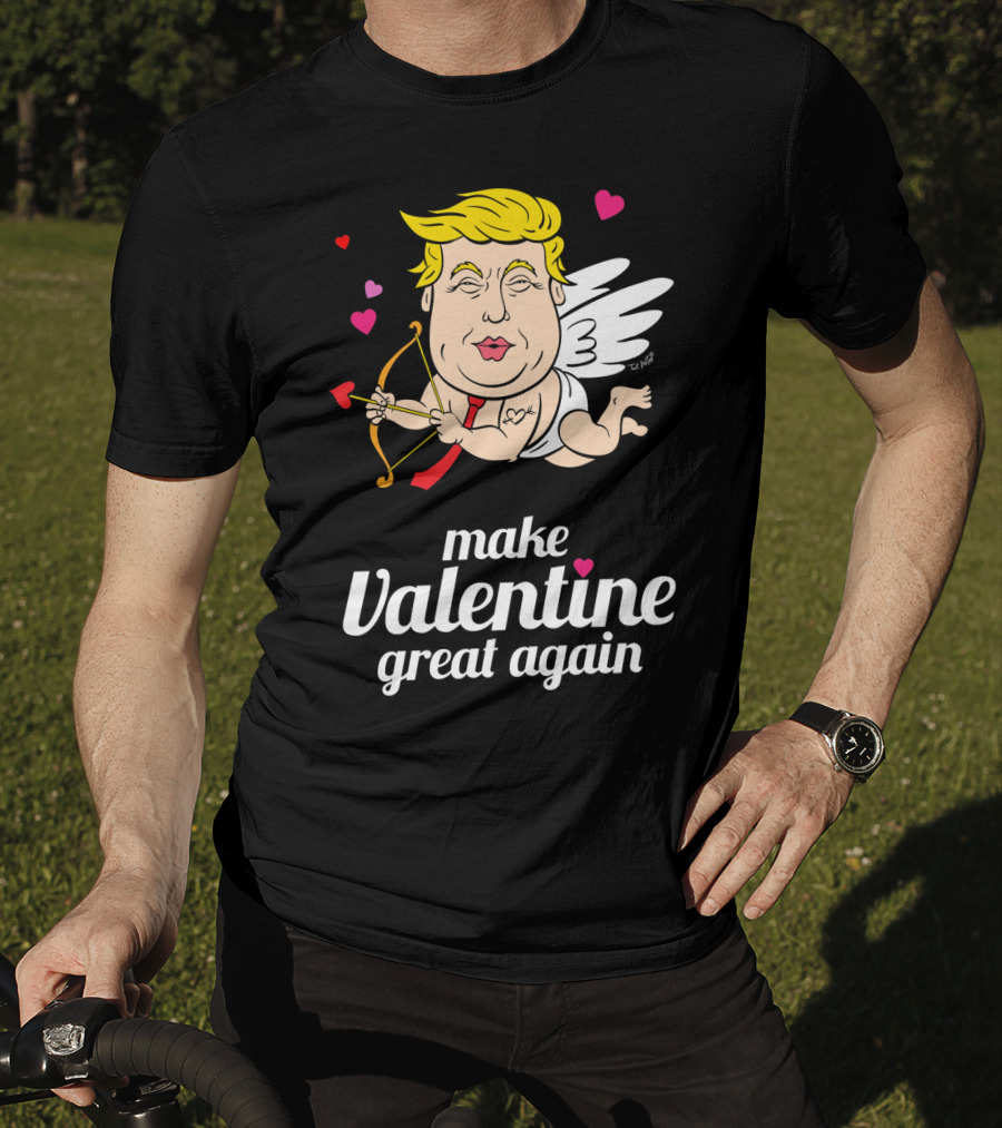 Make Valentine Great Again Cupid With Bow And Hearts T-Shirt