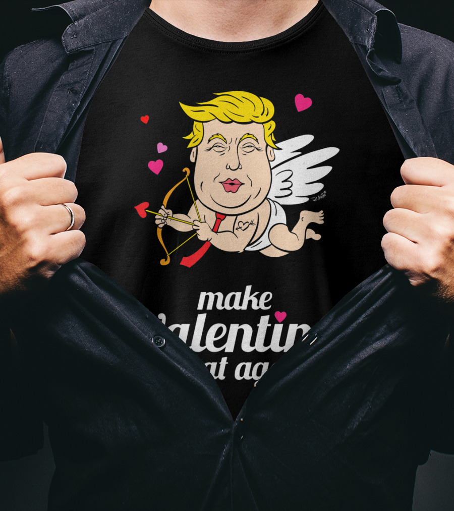 Make Valentine Great Again Cupid With Bow And Hearts T-Shirt