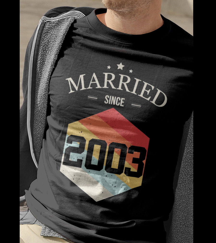 Married Since 2003 Vintage Stripes Retro Valentine's T-Shirt