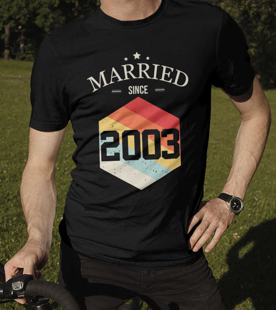 Married Since 2003 Vintage Stripes Retro Valentine's T-Shirt