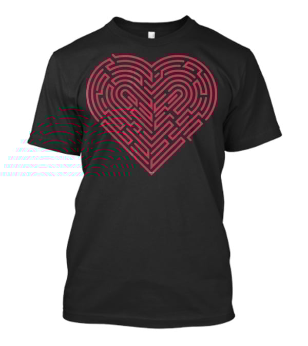 Maze Heart Valentine Red Labyrinth T-Shirt