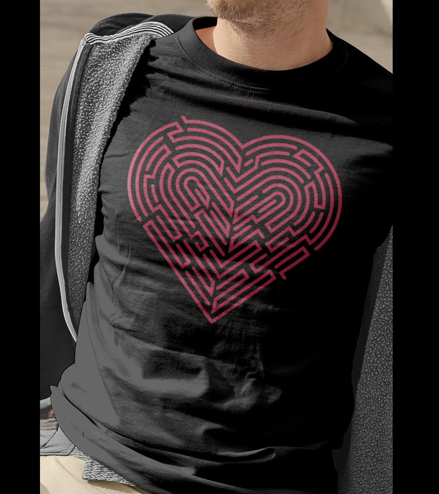 Maze Heart Valentine Red Labyrinth T-Shirt