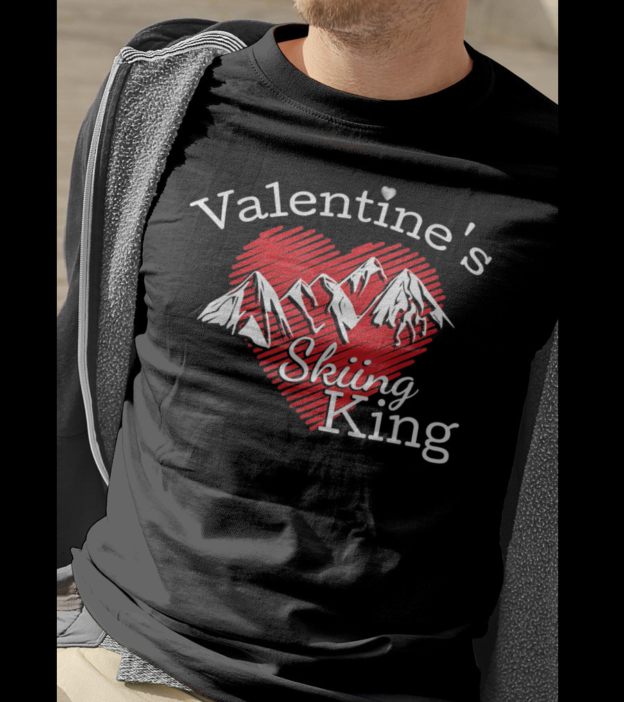 Valentine's Skiing King Across The Mountain T-Shirt