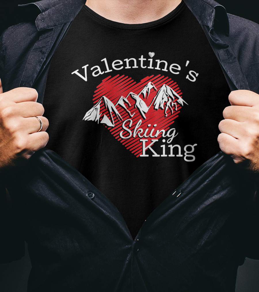 Valentine's Skiing King Across The Mountain T-Shirt