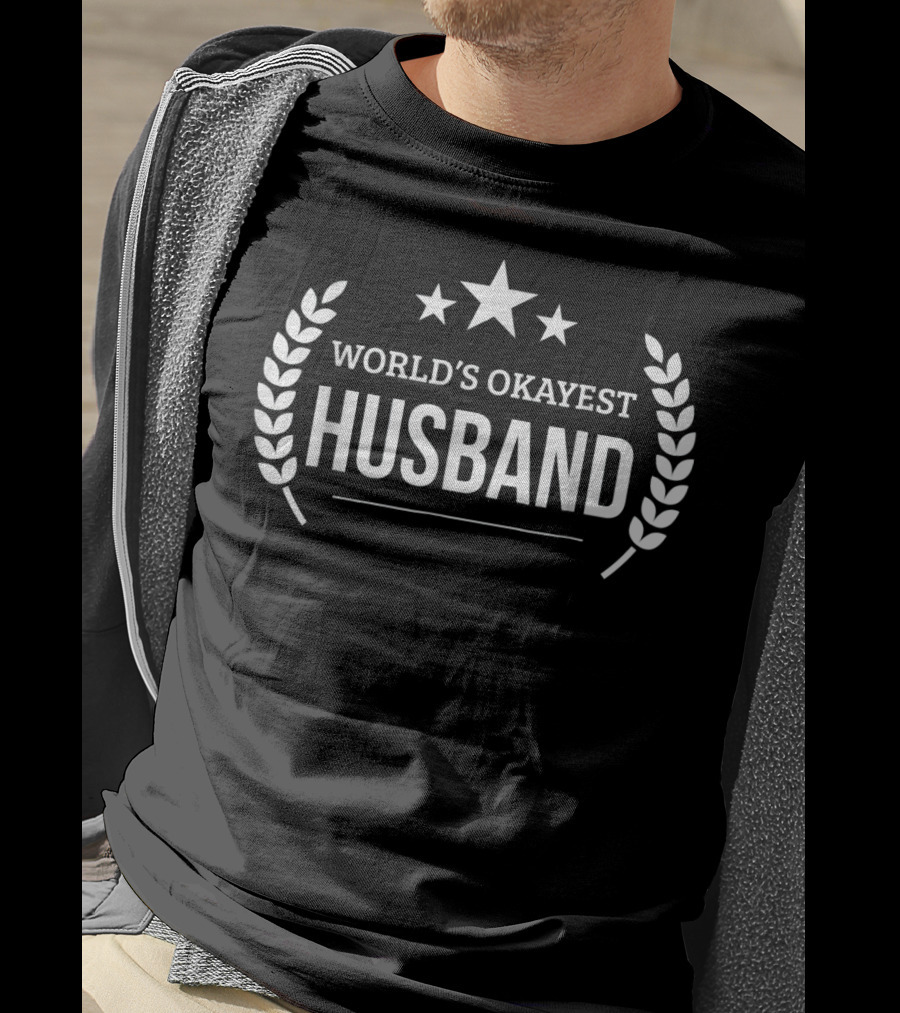 Men's World's Okayest Husband Laurel Star T-Shirt