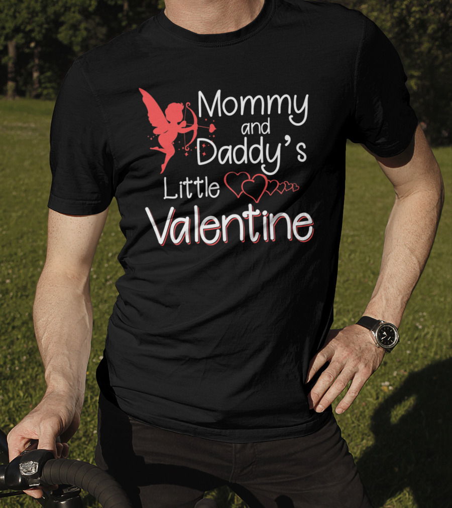 Mommy And Daddy's Little Valentine Angel With Hearts And Cupid T-Shirt