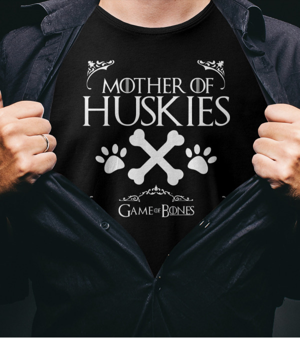 Mother Of Huskies Game Of Bones Paw Prints Crossbones T-Shirt