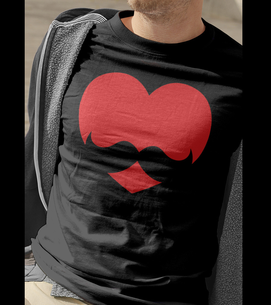 Mustache Heart Valentines Boy Red Mustache Heart T-Shirt