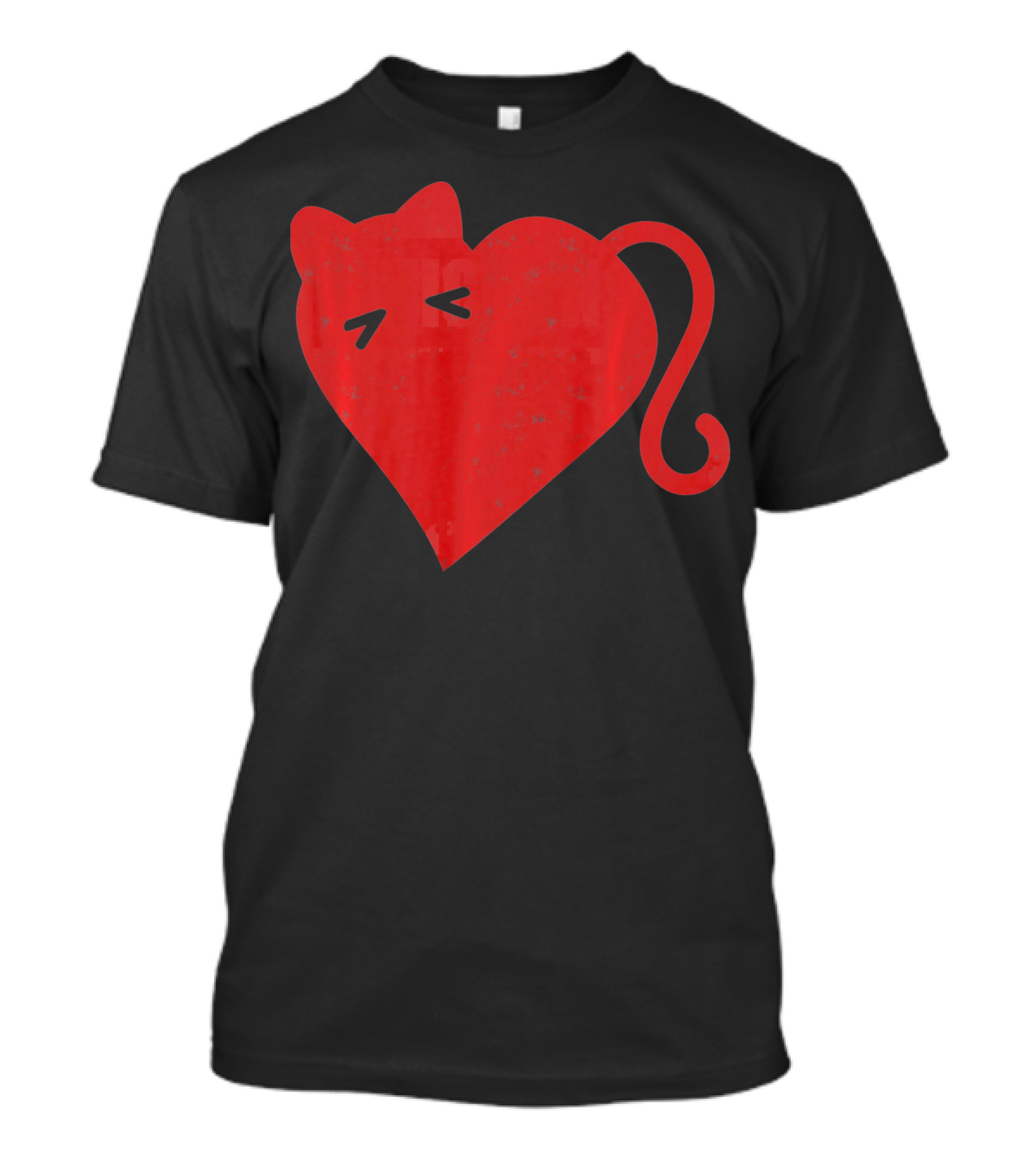 My Cat Is My Valentine Red Heart Distressed Cat Face Tail T-Shirt
