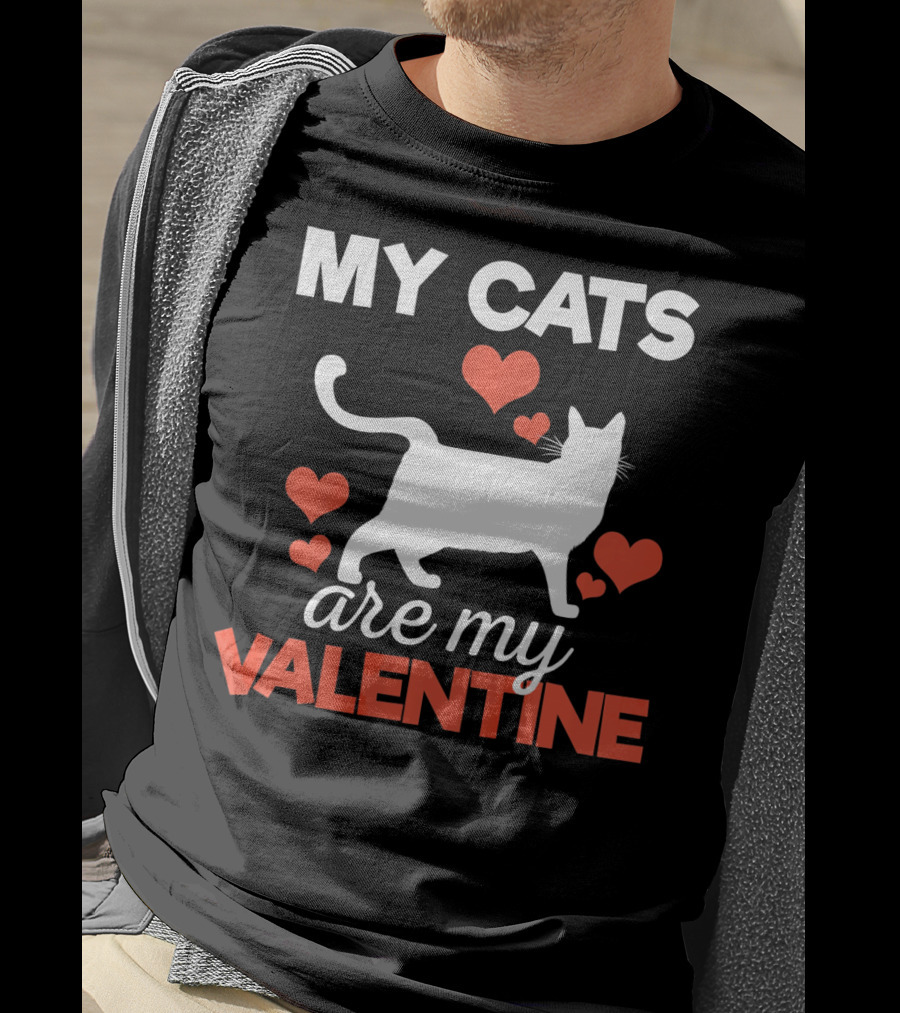 My Cats Are My Valentine Cute Kitten Hearts T-Shirt