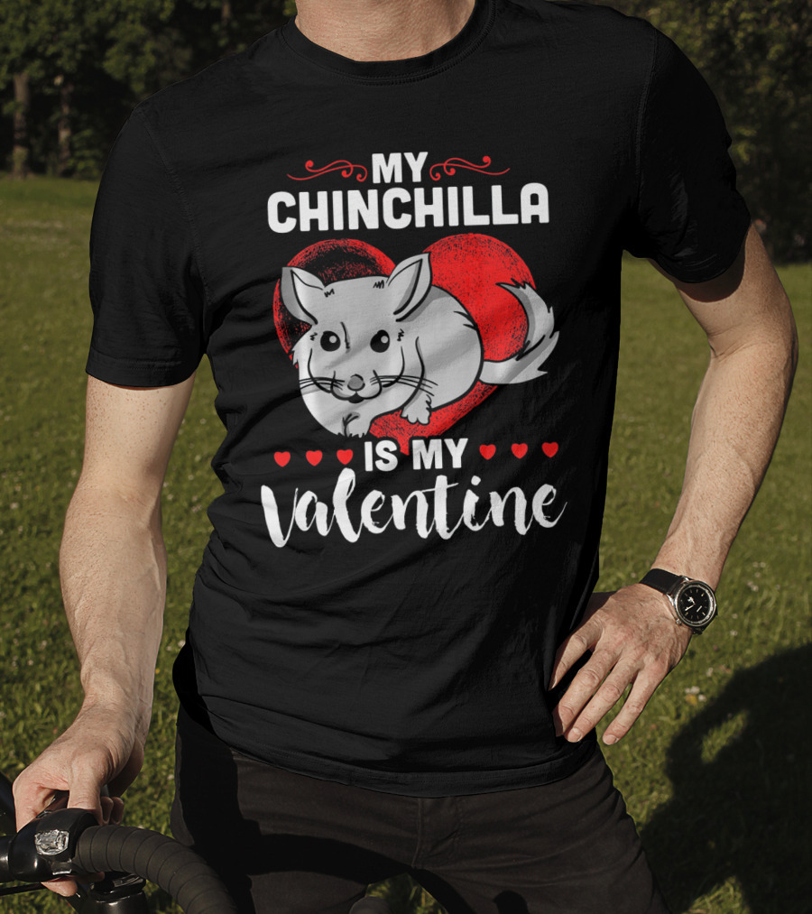 My Chinchilla Is My Valentine Red Heart T-Shirt
