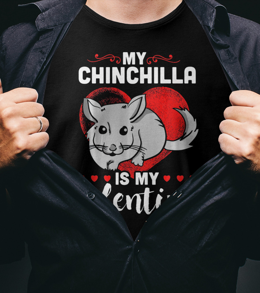 My Chinchilla Is My Valentine Red Heart T-Shirt