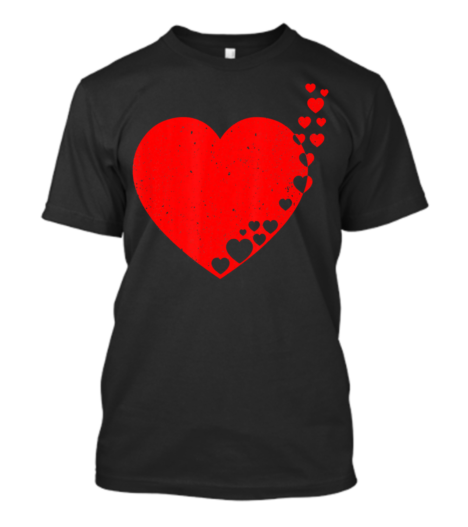 Big Heart Distressed Valentines Red Heart With Small Hearts Fluttering T-Shirt