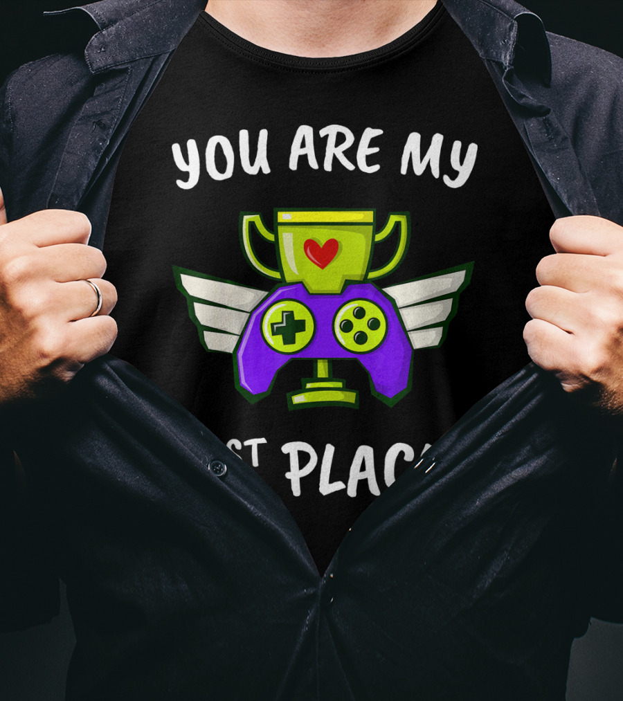 You Are My 1st Place Valentines Day Trophy Game Controller With Wings T-Shirt