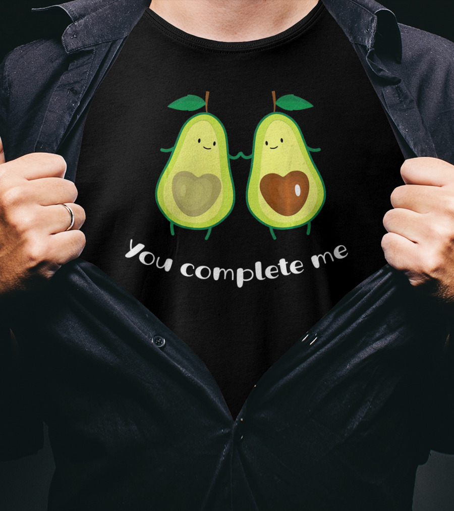 You Complete Me Funny Avocado Pair With Heart-Shaped Pits T-Shirt