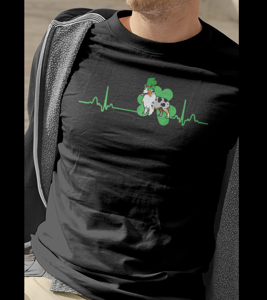 Heartbeat St. Patrick's Clover Aussie Dog T-Shirt