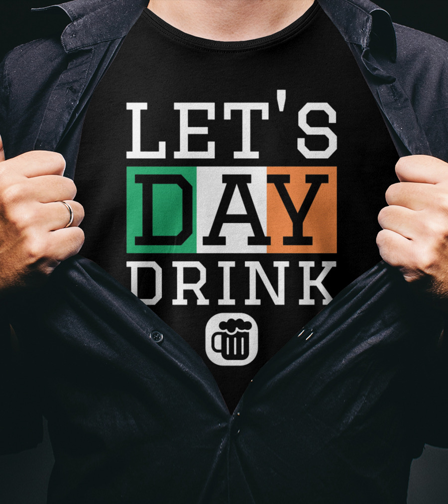 LET'S Day Drink St Patricks Day Irish Flag Beer Mug T-Shirt