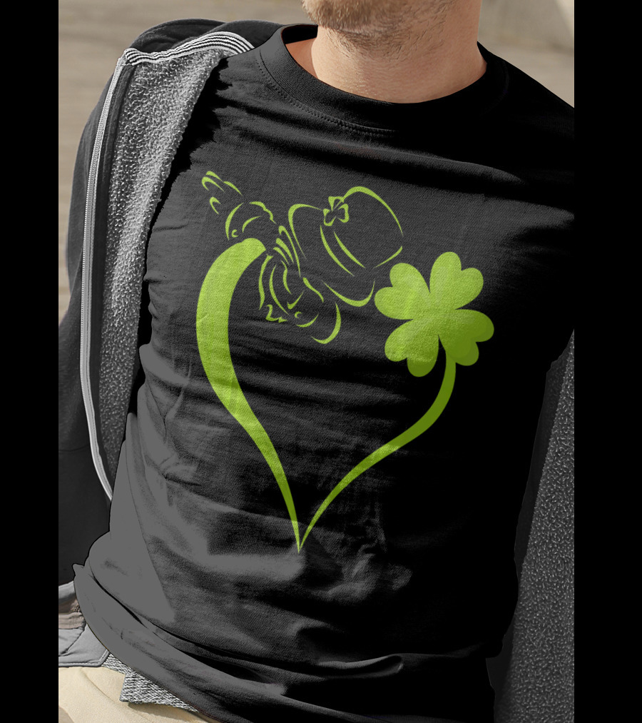 Dabbing Leprechaun Heart Shamrock St Patrick's T-Shirt