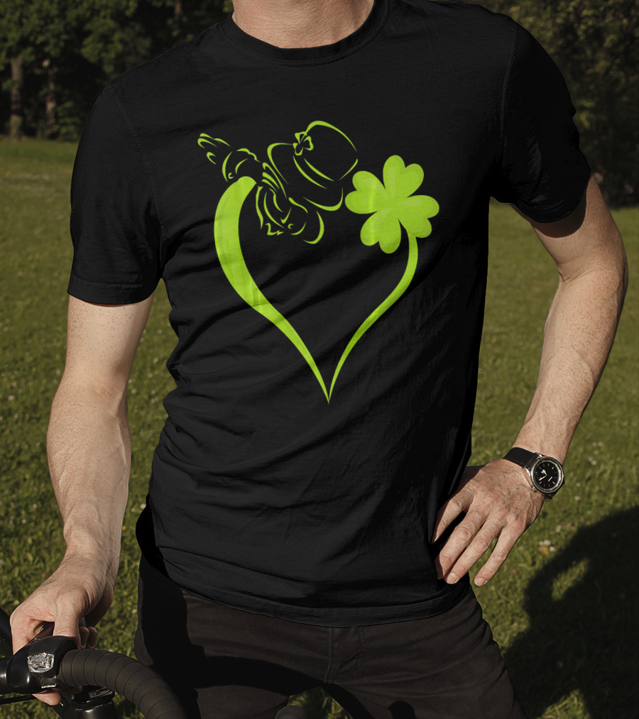 Dabbing Leprechaun Heart Shamrock St Patrick's T-Shirt