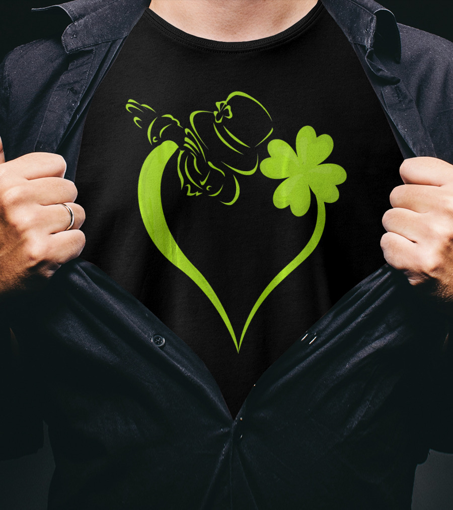 Dabbing Leprechaun Heart Shamrock St Patrick's T-Shirt