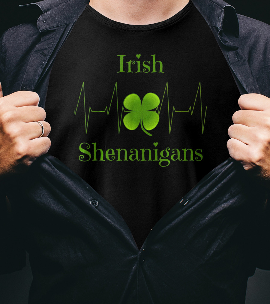 Irish Shamrock Shenanigans Heartbeat T-Shirt