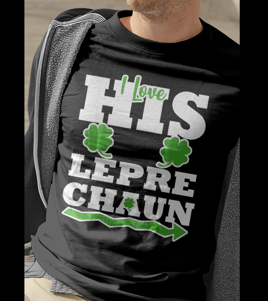 St Patricks Day Couples Love His Leprechaun Shamrock Arrow T-Shirt